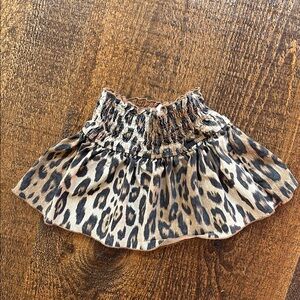 Leopard Print Smocked Waist Girls Skort